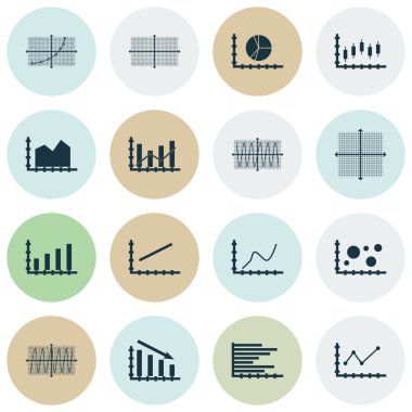 Grafikler, diyagramlar ve istatistik simgeler kümesi. Premium Kalite simgesi derleme. Simgeler, Web, uygulama ve kullanıcı arabirimi tasarımı için kullanılabilir. Vektör çizim, Eps10.