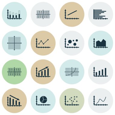 Grafikler, diyagramlar ve istatistik simgeler kümesi. Premium Kalite simgesi derleme. Simgeler, Web, uygulama ve kullanıcı arabirimi tasarımı için kullanılabilir. Vektör çizim, Eps10.