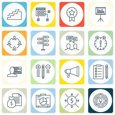 Tartışma, fırsat ve uyarı mektubu konularda proje yönetimi simgeler kümesi. Düzenlenebilir vektör çizim. Hak, içerir gelir ve zamanlama vektör simgeleri.