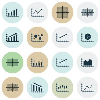 Grafikler, diyagramlar ve istatistik simgeler kümesi. Premium Kalite simgesi derleme. Simgeler, Web, uygulama ve kullanıcı arabirimi tasarımı için kullanılabilir. Vektör çizim, Eps10.