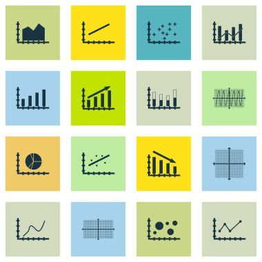Grafikler, diyagramlar ve istatistik simgeler kümesi. Premium Kalite simgesi derleme. Simgeler, Web, uygulama ve kullanıcı arabirimi tasarımı için kullanılabilir. Vektör çizim, Eps10.