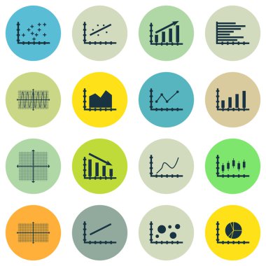 Grafikler, diyagramlar ve istatistik simgeler kümesi. Premium Kalite simgesi derleme. Simgeler, Web, uygulama ve kullanıcı arabirimi tasarımı için kullanılabilir. Vektör çizim, Eps10.