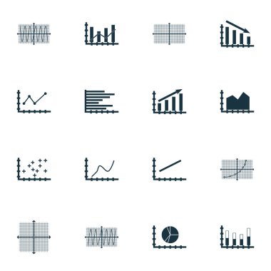 Grafikler, diyagramlar ve istatistik simgeler kümesi. Premium Kalite simgesi derleme. Simgeler, Web, uygulama ve kullanıcı arabirimi tasarımı için kullanılabilir. Vektör çizim, Eps10.