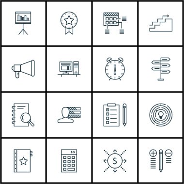 Yatırım, Kişisel Beceriler Ve Sunum Konuları Proje Yönetimi Simgeleri Ayarlayın. Değiştirilebilir Vektör Çizimi. Beyin Fırtınası, Akış Ve Reklam Vektör Simgeleri içerir.