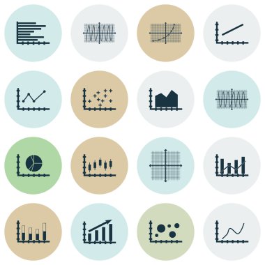 Grafikler, diyagramlar ve istatistik simgeler kümesi. Premium Kalite simgesi derleme. Simgeler, Web, uygulama ve kullanıcı arabirimi tasarımı için kullanılabilir. Vektör çizim, Eps10.