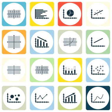 Grafikler, diyagramlar ve istatistik simgeler kümesi. Premium Kalite simgesi derleme. Simgeler, Web, uygulama ve kullanıcı arabirimi tasarımı için kullanılabilir. Vektör çizim, Eps10.