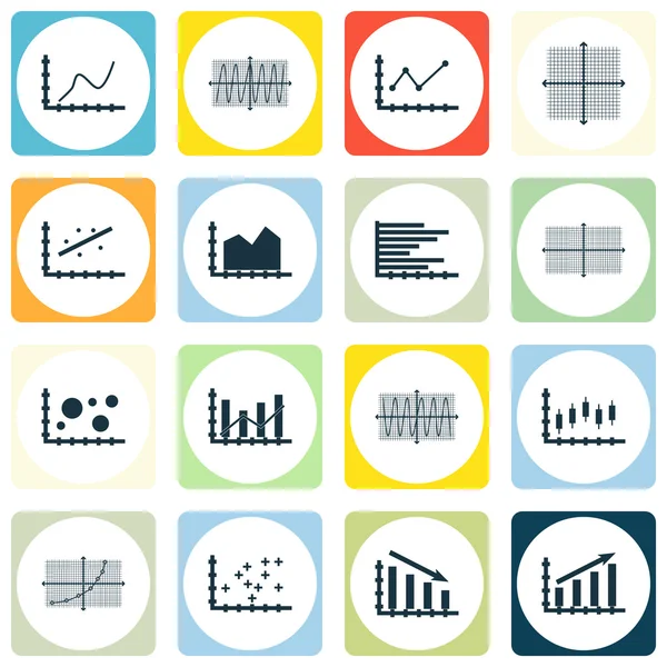 Conjunto de gráficos, diagramas e iconos estadísticos. Colección de Símbolos de Calidad Premium. Los iconos se pueden utilizar para el diseño de la tela, de la aplicación y de Ui. Ilustración vectorial, EPS10 . — Vector de stock