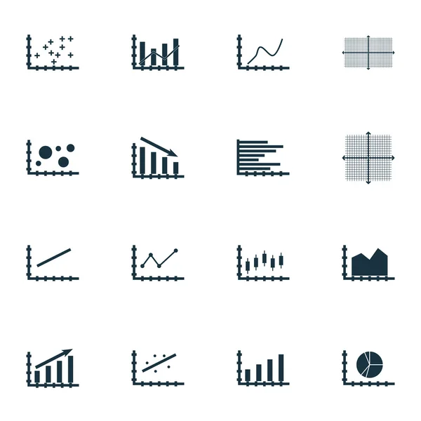 Conjunto de gráficos, diagramas e iconos estadísticos. Colección de Símbolos de Calidad Premium. Los iconos se pueden utilizar para el diseño de la tela, de la aplicación y de Ui. Ilustración vectorial, EPS10 . — Vector de stock