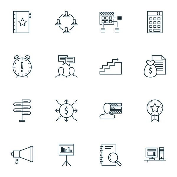 Conjunto de iconos de gestión de proyectos sobre informática, inversión y temas de colaboración. Ilustración vectorial editable. Incluye Iconos de Crecimiento, Oficina y Vector de Efectivo . — Vector de stock