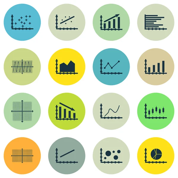 Set Of Graphs, Diagrams And Statistics Icons. Premium Quality Symbol Collection. Icons Can Be Used For Web, App And UI Design. Vector Illustration, EPS10. — Stock Vector