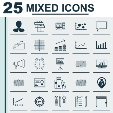 Proje Yönetimi, İnsan Kaynakları ve İstatistik Konuları için 25 Evrensel Editable Simgeler Kümesi. Cosinus Diyagramı, Mevcut, Karar Verme Ve Daha Fazlası Gibi Simgeleri Içerir.