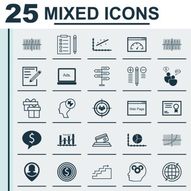 İstatistik, İşletme Yönetimi ve Havaalanı Konuları için 25 Evrensel Editable Simgeler Kümesi. Present, Reminder, Opportunity Ve Daha Fazlası Gibi Simgeleri Içerir.