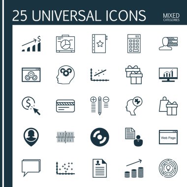 Reklam, İnsan Kaynakları ve Pazarlama Konuları için 25 Evrensel Editable Simgeler Set. Karar Verme, Boş Cd, Sinüs Grafiği Ve Daha Fazlası Gibi Simgeler Içerir.