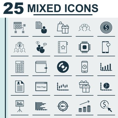 İş Yönetimi, Reklam cılık ve İnsan Kaynakları Konuları için 25 Evrensel Editable Simgeler Kümesi. Mesajlaşma, Çip, İş Hedefi ve Daha Fazlası Gibi Simgeleri Içerir.