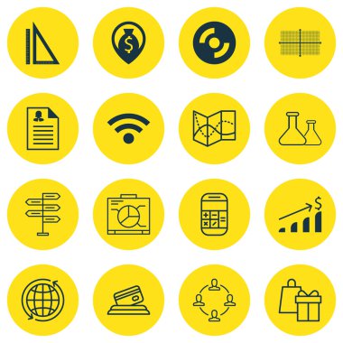16 evrensel düzenlenebilir simgelerin istatistikleri, insan kaynakları ve bilgisayar donanım konuları için ayarlayın. Fırsat, işbirliği, kredi kartı ve daha fazlası gibi simgeleri içerir.