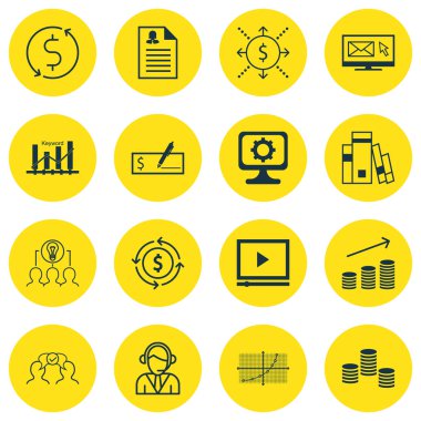 Eğitim, İnsan Kaynakları ve Proje Yönetimi Konuları için 16 Evrensel Editable Simgeler Kümesi. İşbirlikçi Çözüm, Bülten, Kadın Uygulaması Ve Daha Fazlası Gibi Simgeler Içerir.