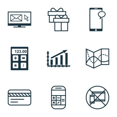 Seyahat, İnsan Kaynakları ve Pazarlama Konuları için 9 Evrensel Editable Simgeler Ayarlayın. Finansal, Yasak Mobil, Hesaplama ve Daha Fazlası Gibi Simgeleri Içerir.
