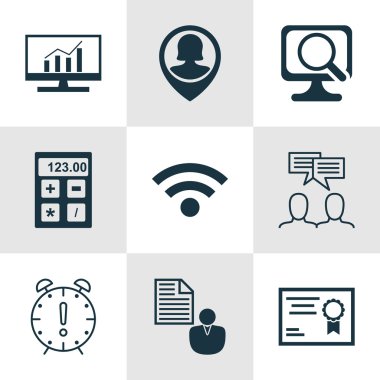 Proje Yönetimi, İnsan Kaynakları Ve Eğitim Konuları için 9 Evrensel Editable Simgeler Kümesi. Dizüstü Bilgisayar, Sertifika, Kablosuz ve Daha Fazlası Gibi Simgeleri Içerir.