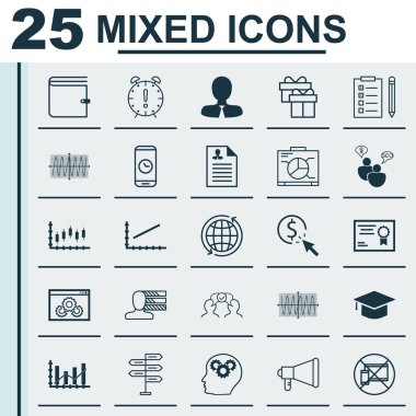 Set 25 Evrensel Editable Simgeler Pazarlama, Eğitim Ve Seo Konular için. Seo Brainstorm, Ppc, Dünya Ve Daha Fazlası Gibi Simgeler Içerir.