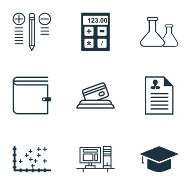 İnsan Kaynakları, İstatistik ve Eğitim Konuları için 9 Evrensel Editable Simgeler Kümesi. Finansal, Özgeçmiş, Karar Verme Ve Daha Fazlası Gibi Simgeleri Içerir.
