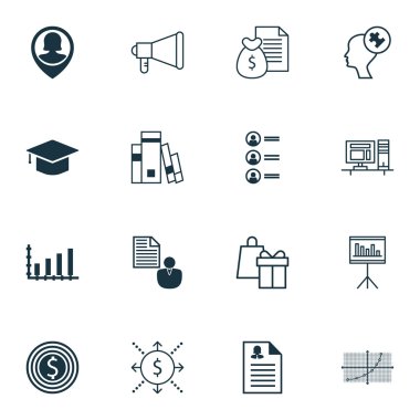 Eğitim, İstatistik ve İş Yönetimi Konuları için 16 Evrensel Editable Simgeler Kümesi. Pin Çalışan, Line Up, Dynamics Ve Daha Fazlası Gibi Simgeleri Içerir.