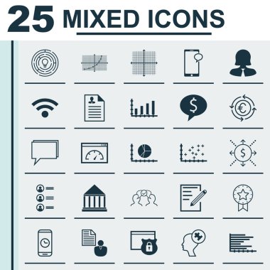 Eğitim, İstatistik ve İnsan Kaynakları Konuları için 25 Evrensel Editable Simgeler Kümesi. İş Anlaşması, İnovasyon, Özgeçmiş Ve Daha Fazlası Gibi Simgeleri Içerir.