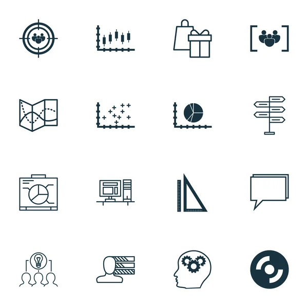 Set Of 16 Universal Editable Icons For Education, Business Management And Airport Topics. Includes Icons Such As Plot Diagram, Brain Process, Conference And More. — Διανυσματικό Αρχείο