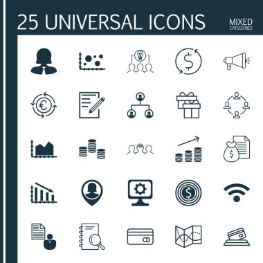 İstatistikler, Havaalanı ve Bilgisayar Donanımı Konuları için 25 Evrensel Editable Simgeler Kümesi. Madeni Para Büyüme, Başarısız Grafik, Analiz ve Daha Fazlası Gibi Simgeler Içerir.