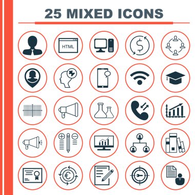 Proje Yönetimi, Reklam cılık ve Seyahat Konuları için 25 Evrensel Editable Simgeler Ayarlayın. Kimyasal, İşbirliği, Duyuru ve Daha Fazlası Gibi Simgeleri Içerir.