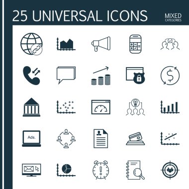 Set 25 Evrensel Editable Simgeler Pazarlama, Seo ve İnsan Kaynakları Konular için. İşbirliği, Para Trasnfer, Güvenlik Ve Daha Fazlası Gibi Simgeler Içerir.