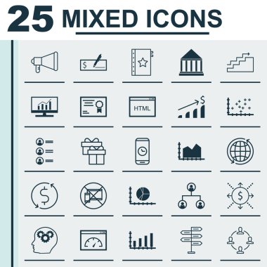 Eğitim, Pazarlama ve Havaalanı Konuları için 25 Evrensel Editable Simgeler Set. Fırsat, Eğitim Merkezi, Para Trasnfer Ve Daha Fazlası Gibi Simgeler Içerir.