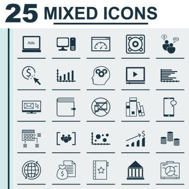 İstatistik, İnsan Kaynakları ve Pazarlama Konuları için 25 Evrensel Editable Simgeler Kümesi. Garanti, Cüzdan, Masaüstü Bilgisayar ve Daha Fazlası Gibi Simgeleri Içerir.