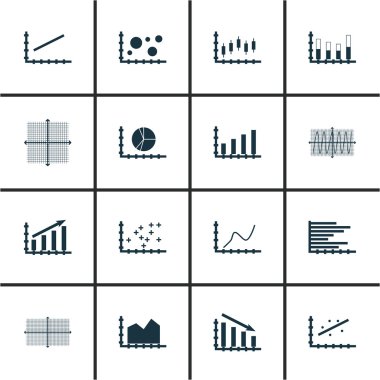 Grafikler, diyagramlar ve istatistik simgeler kümesi. Premium Kalite simgesi derleme. Simgeler, Web, uygulama ve kullanıcı arabirimi tasarımı için kullanılabilir. Vektör çizim, Eps10.