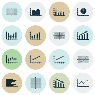 Grafikler, diyagramlar ve istatistik simgeler kümesi. Premium Kalite simgesi derleme. Simgeler, Web, uygulama ve kullanıcı arabirimi tasarımı için kullanılabilir. Vektör çizim, Eps10.