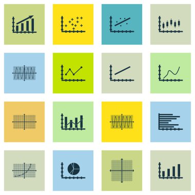 Grafikler, diyagramlar ve istatistik simgeler kümesi. Premium Kalite simgesi derleme. Simgeler, Web, uygulama ve kullanıcı arabirimi tasarımı için kullanılabilir. Vektör çizim, Eps10.