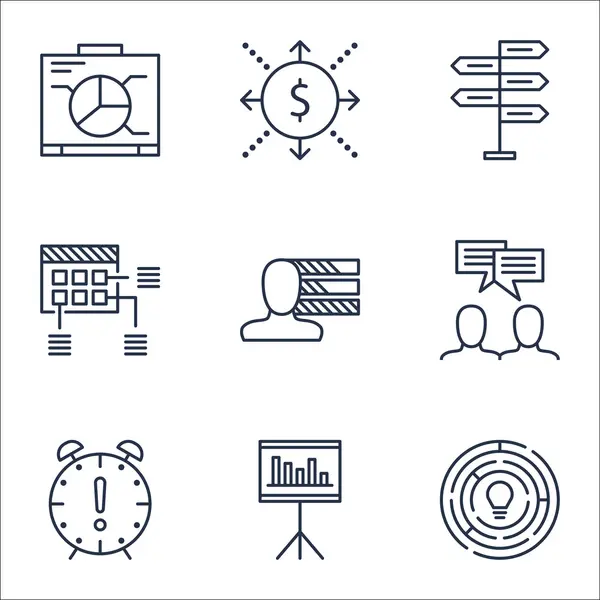 Set Of Project Management Icons On Money, Presentation And Time Management Topics. Editable Vector Illustration. Includes Flow, Statistic And Meeting Vector Icons. — Stock Vector