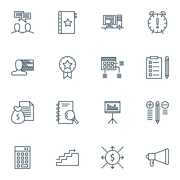 Conjunto de iconos de gestión de proyectos sobre temas de crecimiento, gestión del tiempo y análisis. Ilustración vectorial editable. Incluye proyecto, espacio de trabajo y programar iconos vectoriales . — Vector de stock