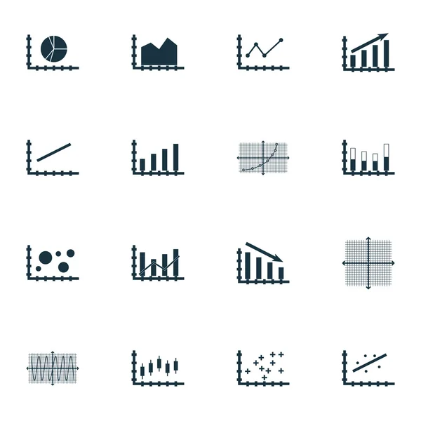 Uppsättning av grafer, diagram och statistik ikoner. Premium kvalitet Symbol Collection. Ikoner kan användas för webb, App och Ui Design. Vektorillustration, Eps10. — Stock vektor