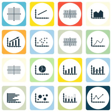 Grafikler, diyagramlar ve istatistik simgeler kümesi. Premium Kalite simgesi derleme. Simgeler, Web, uygulama ve kullanıcı arabirimi tasarımı için kullanılabilir. Vektör çizim, Eps10.