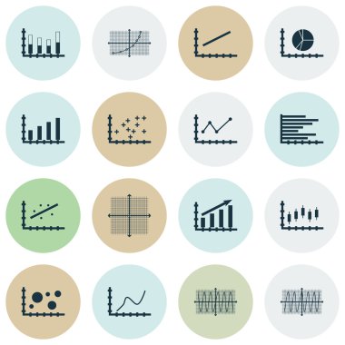 Grafikler, diyagramlar ve istatistik simgeler kümesi. Premium Kalite simgesi derleme. Simgeler, Web, uygulama ve kullanıcı arabirimi tasarımı için kullanılabilir. Vektör çizim, Eps10.