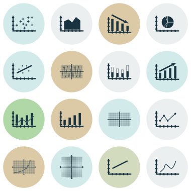 Grafikler, diyagramlar ve istatistik simgeler kümesi. Premium Kalite simgesi derleme. Simgeler, Web, uygulama ve kullanıcı arabirimi tasarımı için kullanılabilir. Vektör çizim, Eps10.