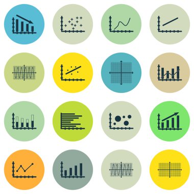 Grafikler, diyagramlar ve istatistik simgeler kümesi. Premium Kalite simgesi derleme. Simgeler, Web, uygulama ve kullanıcı arabirimi tasarımı için kullanılabilir. Vektör çizim, Eps10.
