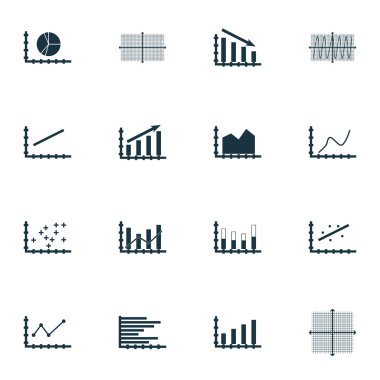 Grafikler, diyagramlar ve istatistik simgeler kümesi. Premium Kalite simgesi derleme. Simgeler, Web, uygulama ve kullanıcı arabirimi tasarımı için kullanılabilir. Vektör çizim, Eps10.