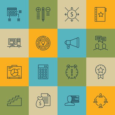 Zaman yönetimi, yatırım ve karar verme konular üzerinde proje yönetimi simgeler kümesi. Düzenlenebilir vektör çizim. Fikir, zaman ve kalite vektör simgeler içerir.