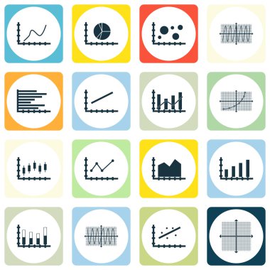 Grafikler, diyagramlar ve istatistik simgeler kümesi. Premium Kalite simgesi derleme. Simgeler, Web, uygulama ve kullanıcı arabirimi tasarımı için kullanılabilir. Vektör çizim, Eps10.