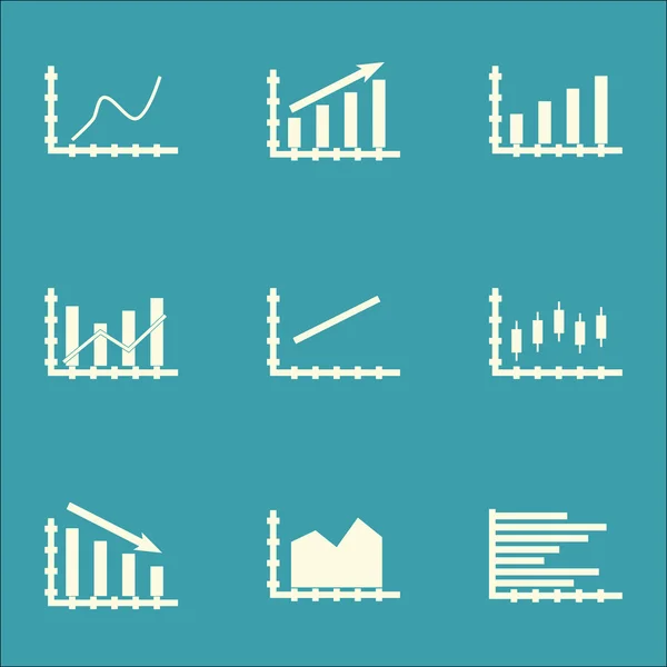 Set Of Graphs, Diagrams And Statistics Icons. Premium Quality Symbol Collection. Icons Can Be Used For Web, App And UI Design. Vector Illustration, EPS10. — Stock Vector