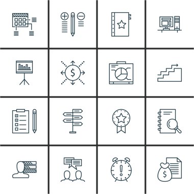 16 evrensel düzenlenebilir simgeler kümesi konular için. Karar verme, para, fırsat ve daha fazlası gibi simgeleri içerir.