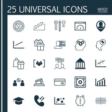 Bilgisayar donanım, Seo ve reklam konular 25 evrensel düzenlenebilir simgeler kümesi. Zaman yönetimi, anket, beyin süreci ve daha fazlası gibi simgeleri içerir.