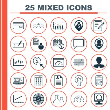 Seo, iş yönetimi ve konular seyahat 25 evrensel düzenlenebilir simgeler kümesi. Hizalamak, bülten, Ppc ve daha fazlası gibi simgeleri içerir.