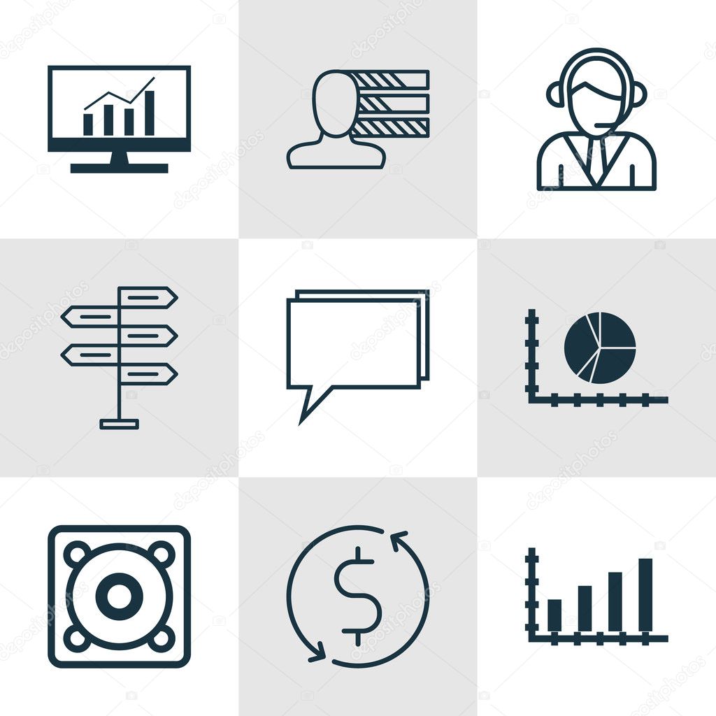 Set Of 9 Universal Editable Icons For Computer Hardware, Statistics And Advertising Topics. Includes Icons Such As Opportunity, Market Research, Personal Skills And More.